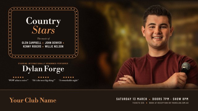 Sample landscape poster for Country Stars