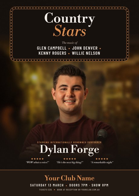 Sample portrait poster for Country Stars