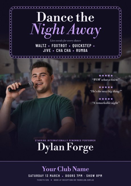 Sample portrait poster for Dance the Night Away
